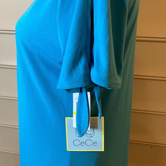 NWT Cece Sky Blue Shift Dress Tie-Sleeve Crepe - Picture 4 of 6
